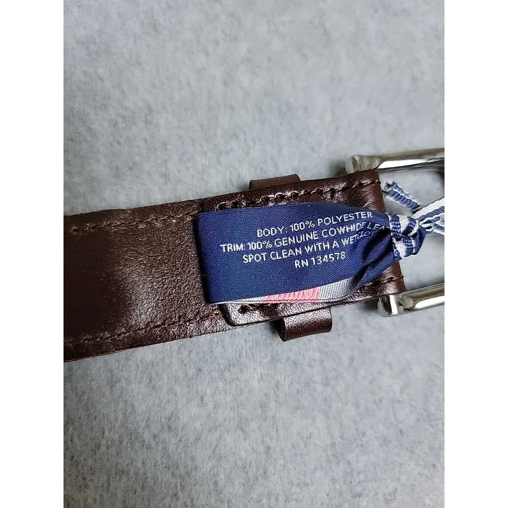 Vineyard Vines Belt Mens 30 Tartan Plaid Blue Green Leather Preppy Dad Whale NEW